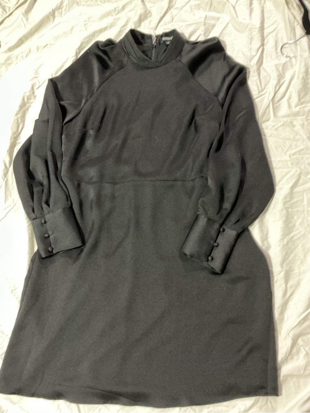 Express Black Long-Sleeve Shift Dress